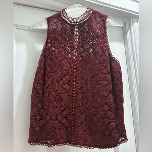 BB Dakota Burgundy Lace Blouse